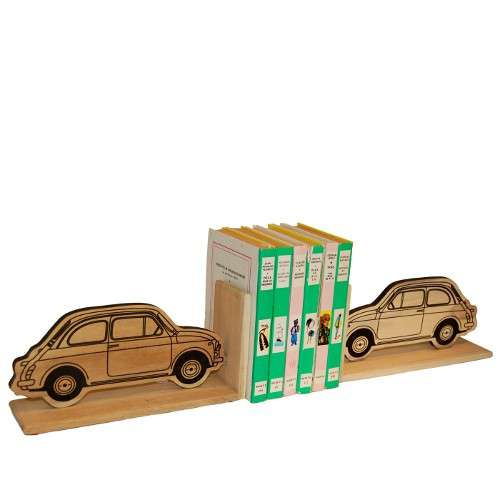 Serre-livres (lot de 2) bois recyclé Fiat 500