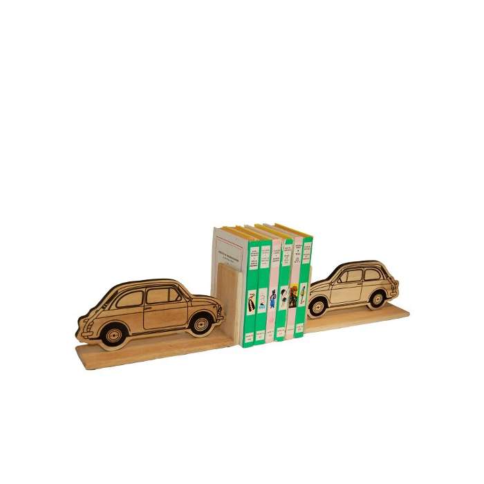 Serre-livres (lot de 2) bois recyclé Fiat 500