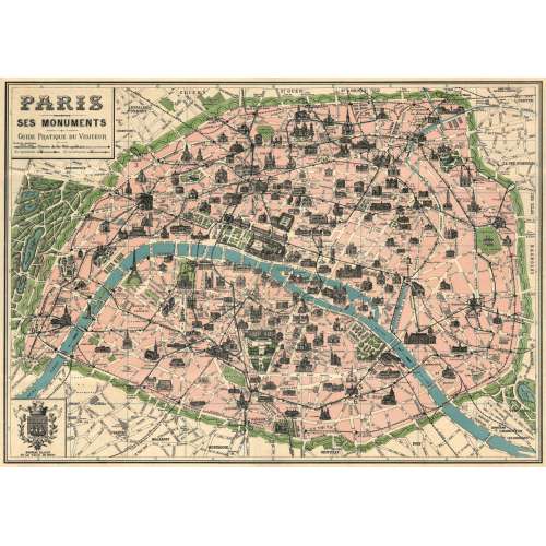 Plan de Paris Poster Affiche Vintage - Cavallini 