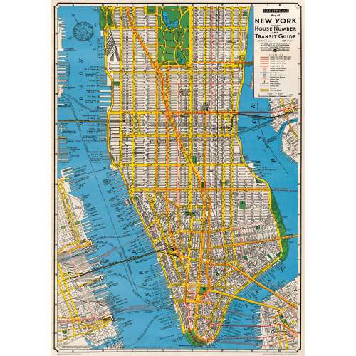 Poster affiche plan New York Manhattan vintage