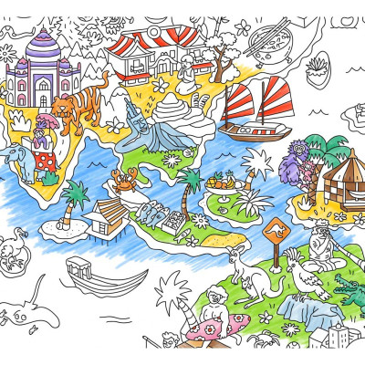 Poster à Colorier géant du monde  l'Atlas - OMY