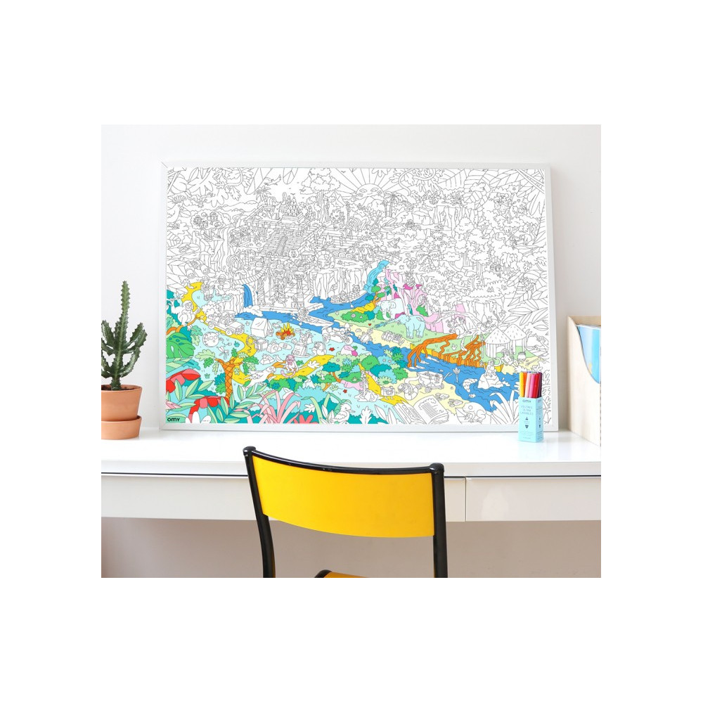 Poster Geant à colorier Coloriage, Jungle - OMY