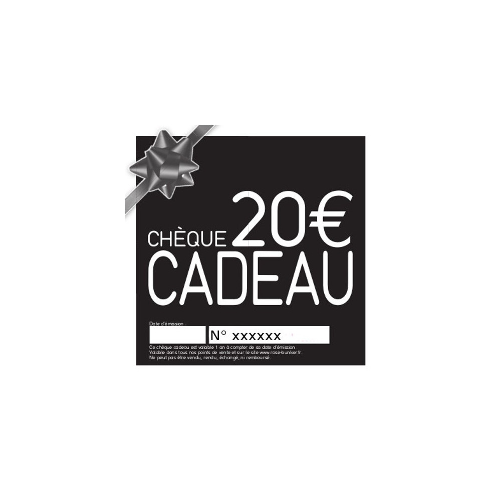 Chèque Cadeau 20€, belle Idée Cadeau / ROSE BUNKER