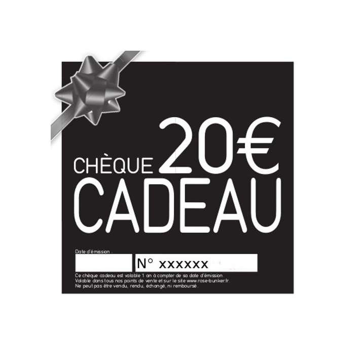 Chèque Cadeau 20€, belle Idée Cadeau 