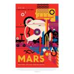 Affiche NASA, Mars, poster Voyage espace rétro-futuriste