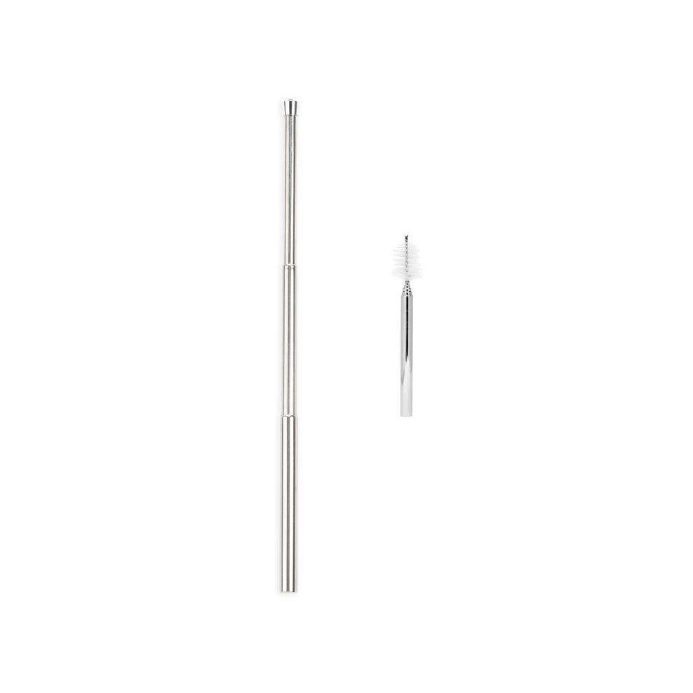 Paille Réutilisable de Voyage, Inox,  no plastic - Kikkerland