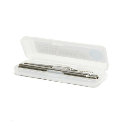 Paille Réutilisable de Voyage, Inox,  no plastic - Kikkerland