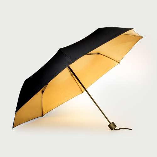 Parapluie Noir avec Doublure Dorée, compact