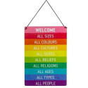 Panneau de Bienvenue, Welcome, Peace, en bois - Werkhaus