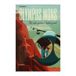 Affiche NASA, Olympus mons, Voyage espace rétro-futuriste