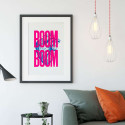 Affiche Cœur Boom-Boom, rose fluo,  Sérigraphie