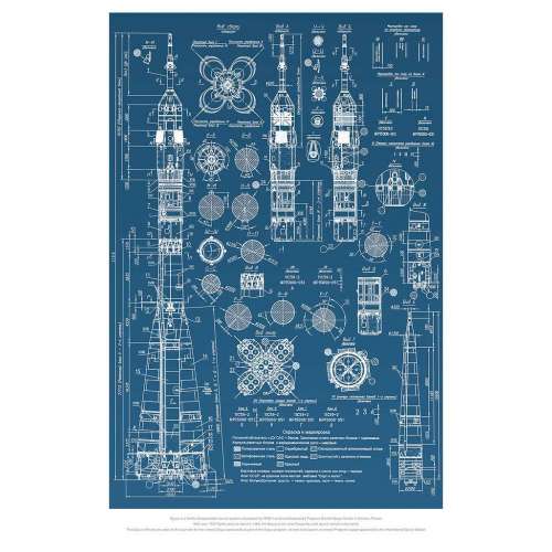 Affiche NASA ,Plan fusée Soyuz - Urss , espace