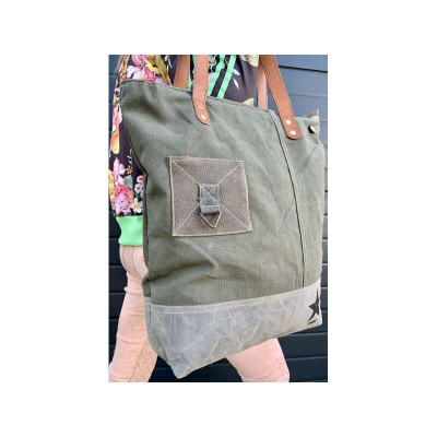 Sac à main en toile militaire recyclée  - Evelyn
