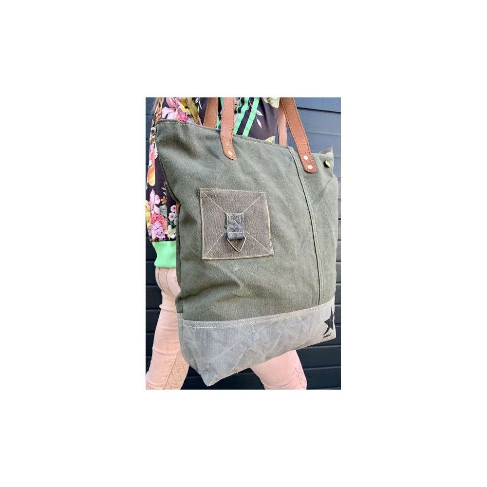 Sac à main en toile militaire recyclée  - Evelyn