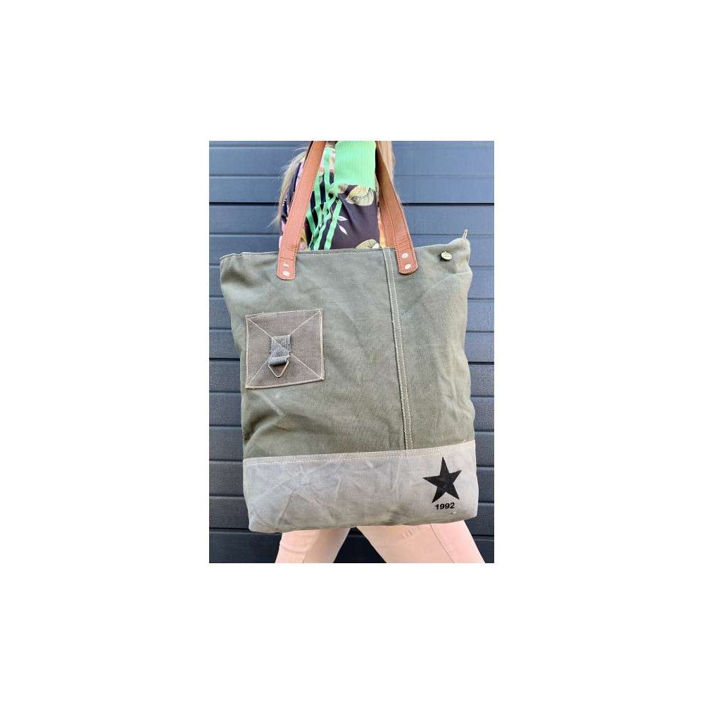 Sac à main en toile militaire recyclée  - Evelyn