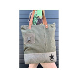 Sac à main en toile militaire recyclée  - Evelyn