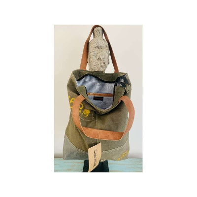 Sac à main en toile militaire recyclée  - Evelyn