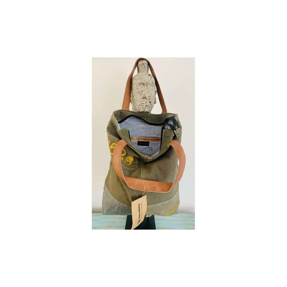 Sac à main en toile militaire recyclée  - Evelyn