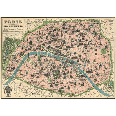 Puzzle 1000pc, Plan de Paris, vintage ,CAVALLINI