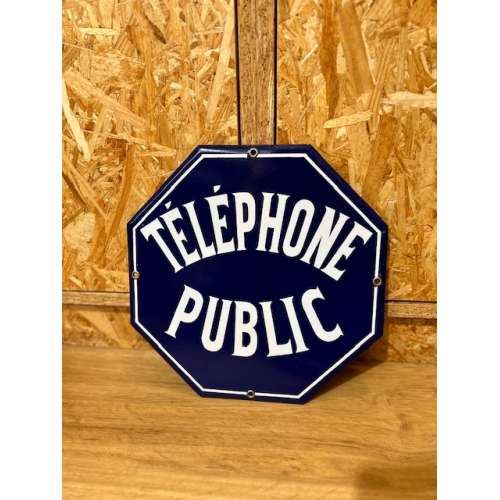 Plaque Emaillée, Téléphone Public. Belle Brocante