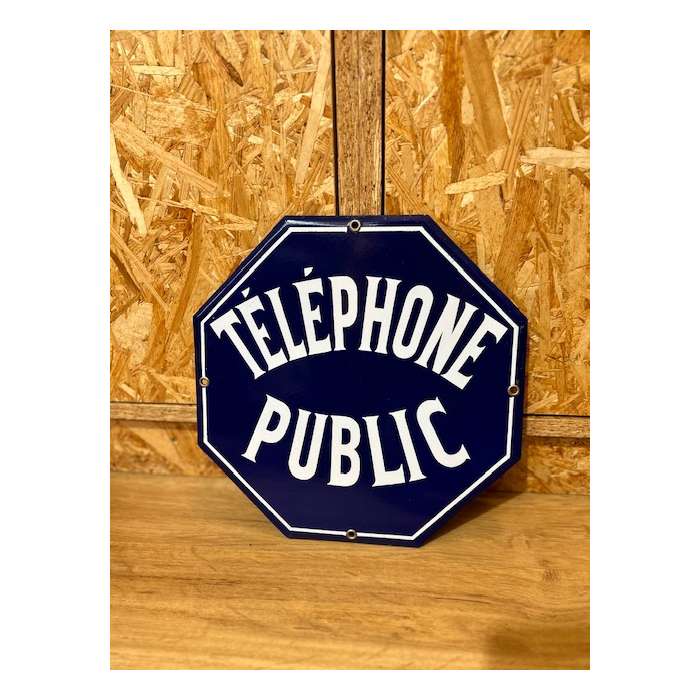 Plaque Emaillée, Téléphone Public. Belle Brocante