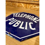 Plaque Emaillée, Téléphone Public. Belle Brocante