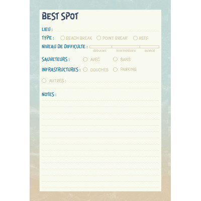 Carnet de Voyage spécial Surf, kite...