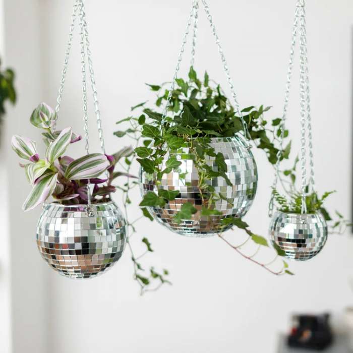 Suspension Plantes d'intérieurs, Boule à Facettes Disco