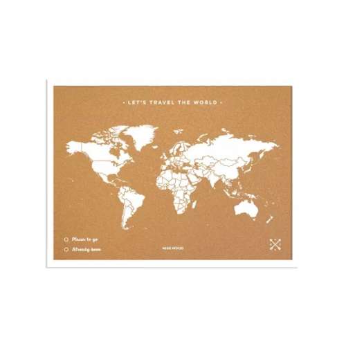 Carte du Monde en Liège avec Cadre pour Voyageurs, S