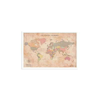 Carte du Monde en Liège avec Cadre pour Voyageurs, S