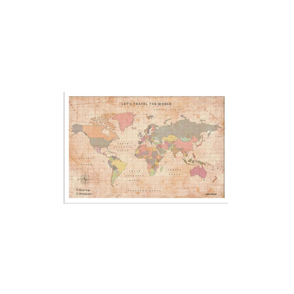Carte du Monde en Liège avec Cadre pour Voyageurs, S