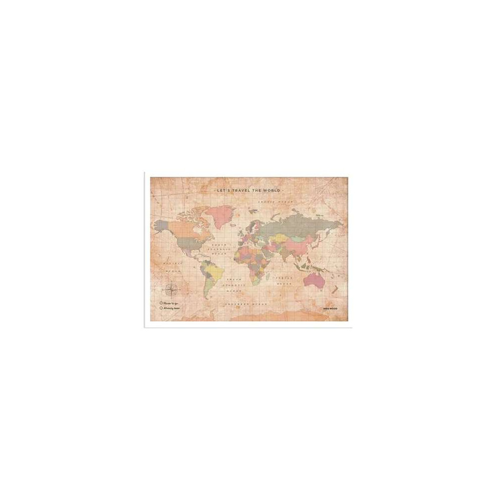 Carte du Monde en Liège avec Cadre pour Voyageurs, M