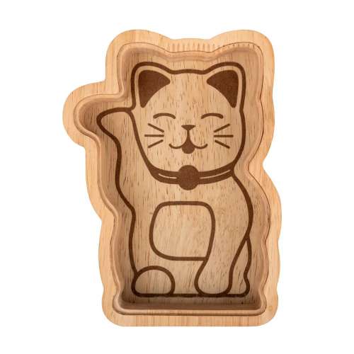 Tirelire Chat Porte-bonheur en Bois