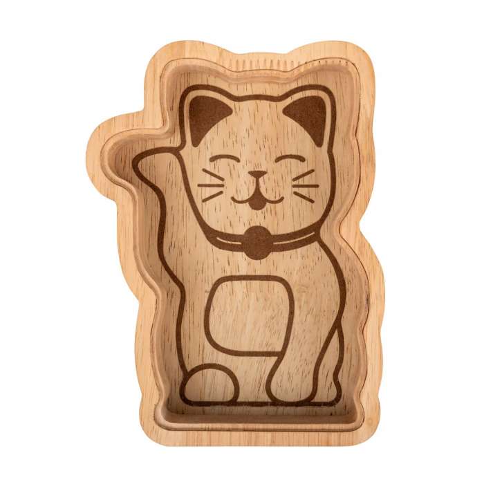 Tirelire Chat Porte-bonheur en Bois