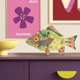 Miho - Poisson déco en bois -Dahlia