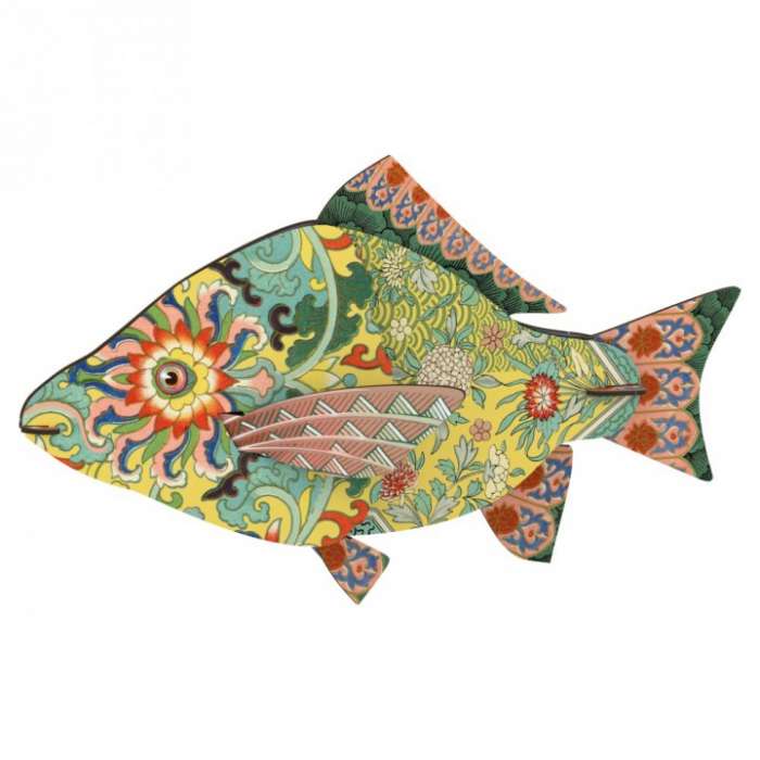 Miho - Poisson déco en bois -Dahlia