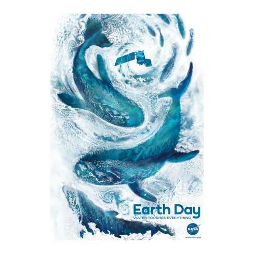 Affiche NASA , Earth Day, Nuage, baleine, satellite, Espace