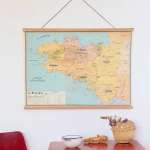 Affiche Carte de la Bretagne, style vintage