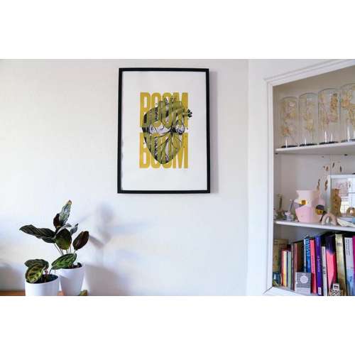 Affiche Cœur Boom-Boom, Noir et Or, Sérigraphie