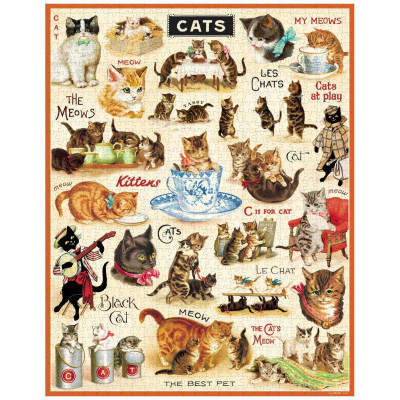 Puzzle 1000pc, Les Chats, vintage ,CAVALLINI