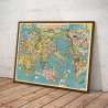 Carte Planisphère Japonais 1930. Réédition Affiche Vintage
