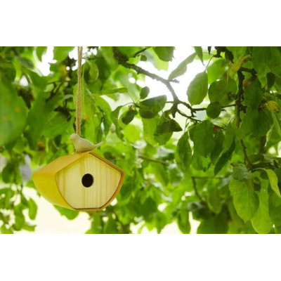 Cabane à oiseaux en fibre de bambou,  nichoir Jaune