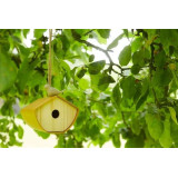 Cabane à oiseaux en fibre de bambou,  nichoir Jaune