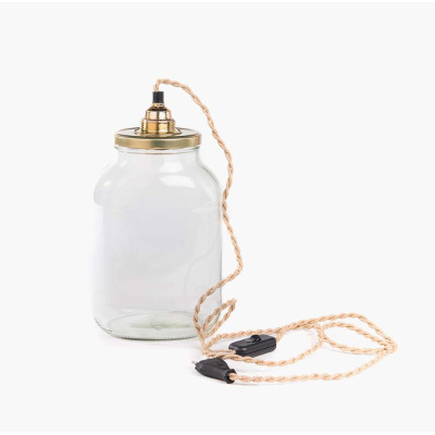 Lampe à Poser Retro, Grand Pot en Verre Recyclé