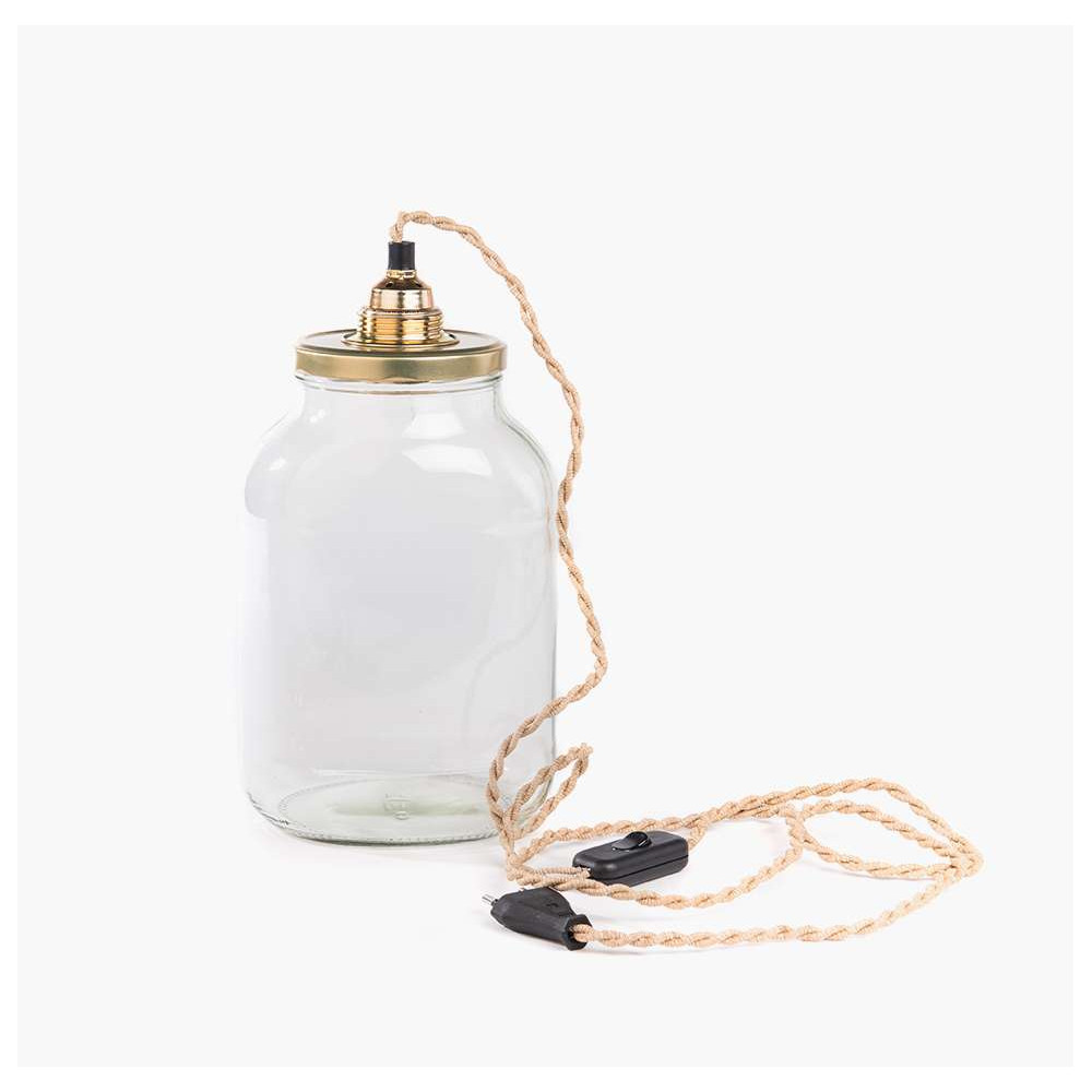 Lampe à Poser Retro, Grand Pot en Verre Recyclé