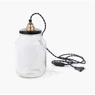 Lampe à Poser Retro, Grand Pot en Verre Recyclé