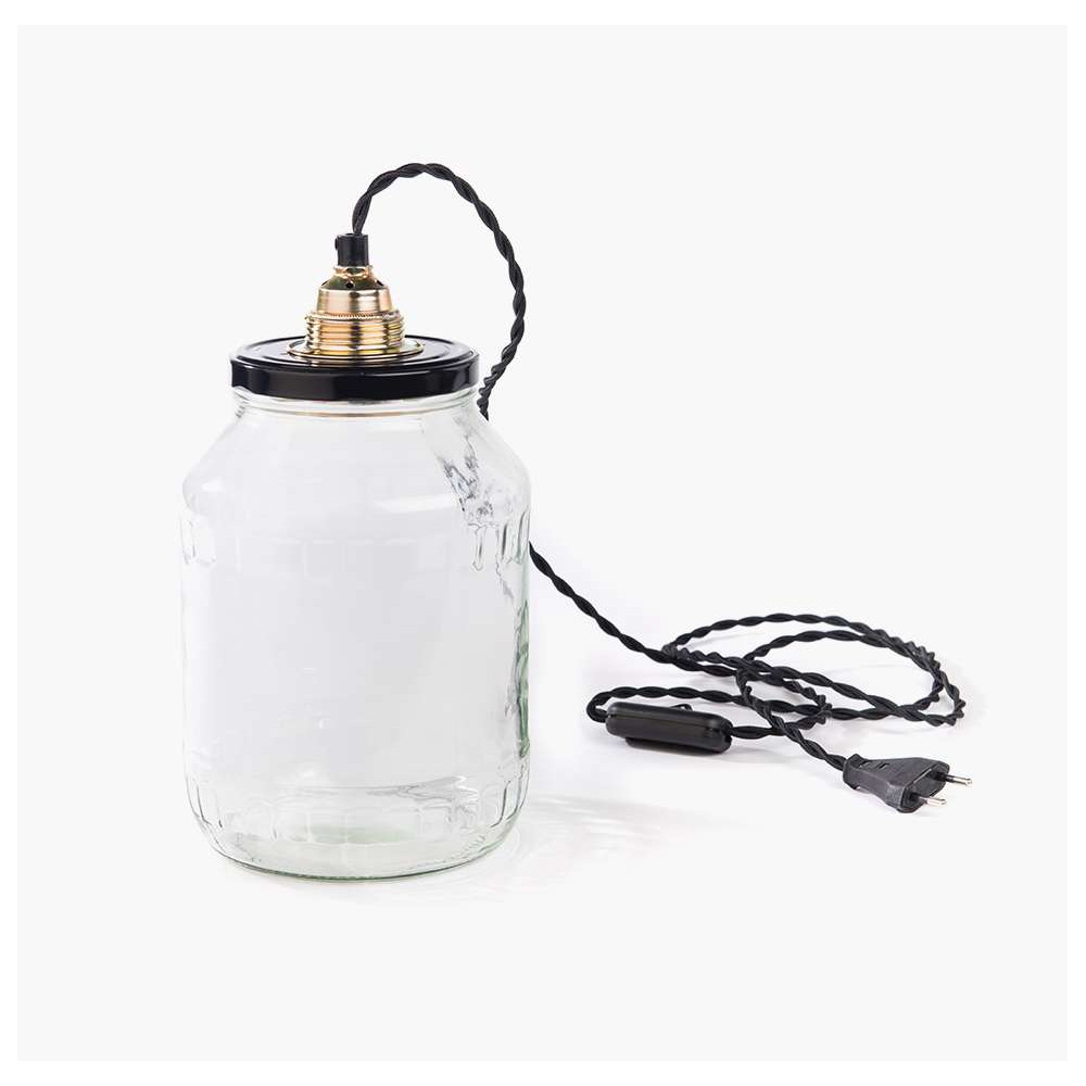 Lampe à Poser Retro, Grand Pot en Verre Recyclé