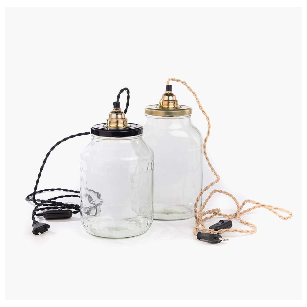 Lampe à Poser Retro, Grand Pot en Verre Recyclé