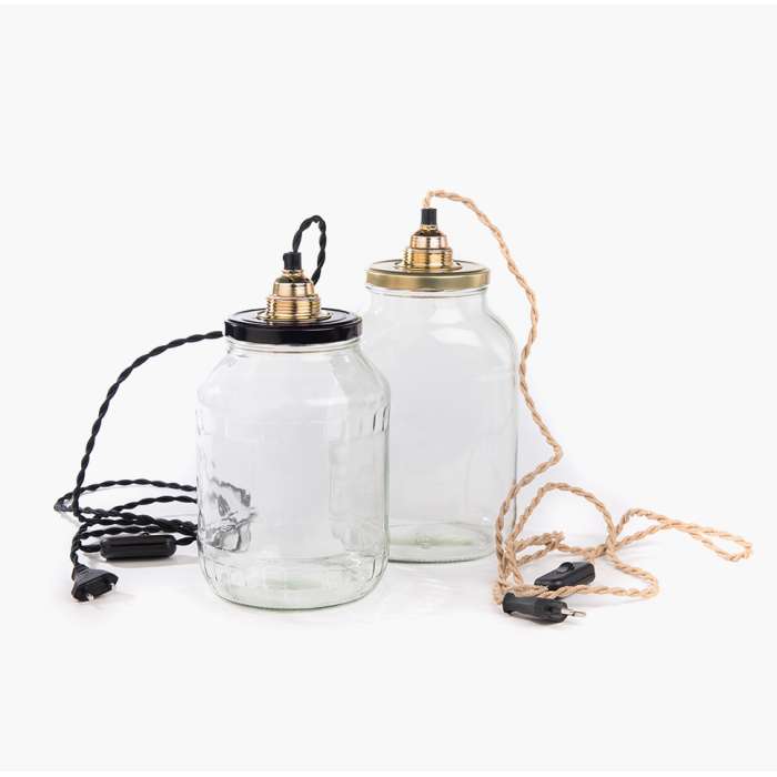 Lampe à Poser Retro, Grand Pot en Verre Recyclé