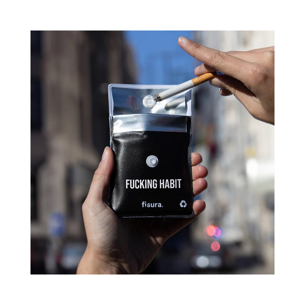 Cendrier de poche, message Fucking Habit, noir